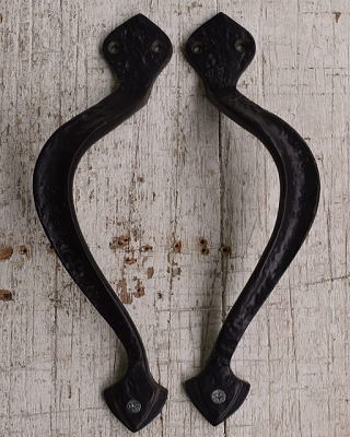 イギリス アンティーク 鋳物製（鉄製） ドアハンドル 建具金物 取っ手×２　12146