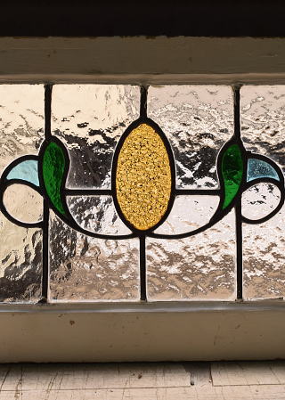 イギリス アンティーク ステンドグラス 幾何学 12250