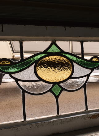 イギリス アンティーク ステンドグラス 幾何学 12252