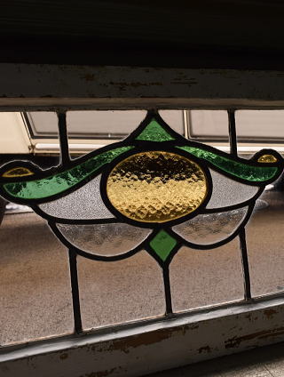 イギリス アンティーク ステンドグラス 幾何学 12253