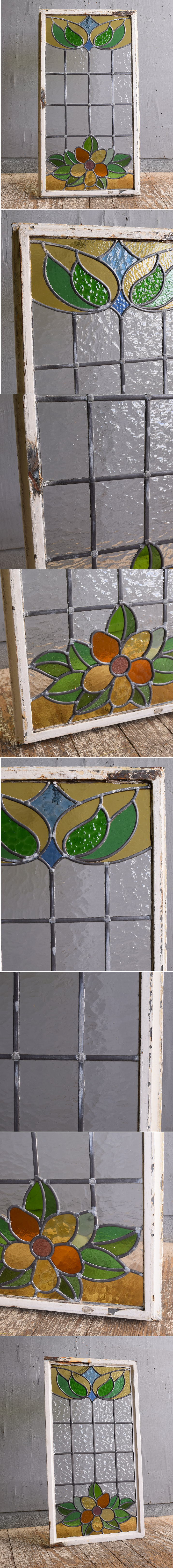 イギリス アンティーク ステンドグラス 幾何学 12466