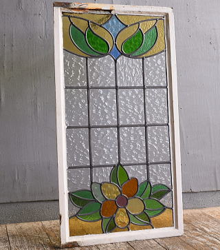 イギリス アンティーク ステンドグラス 幾何学 12466