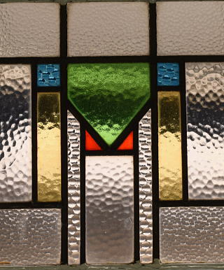 イギリス アンティーク ステンドグラス 幾何学 12472