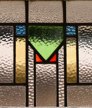 イギリス アンティーク ステンドグラス 幾何学 12473