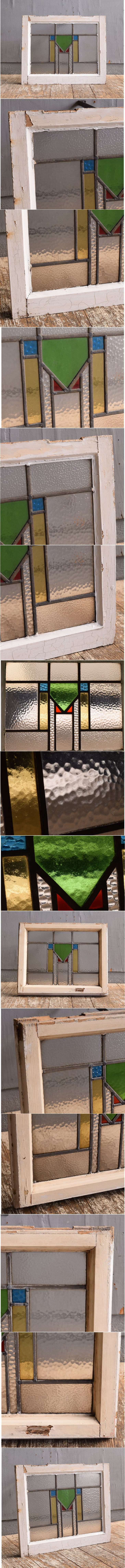 イギリス アンティーク ステンドグラス 幾何学 12474