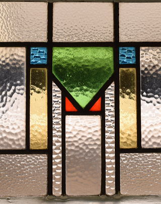 イギリス アンティーク ステンドグラス 幾何学 12474