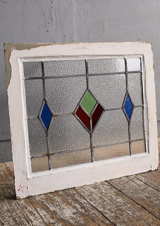 イギリス アンティーク ステンドグラス 幾何学 12481