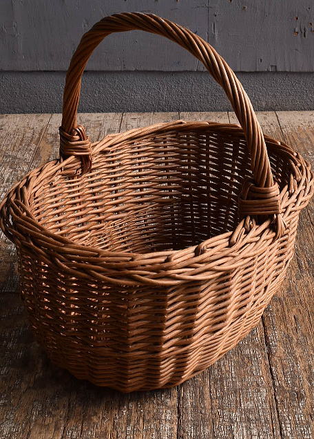イギリス アンティーク バスケット　籐かご　ガーデニング 12492