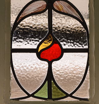 イギリス アンティーク ステンドグラス 幾何学 12545