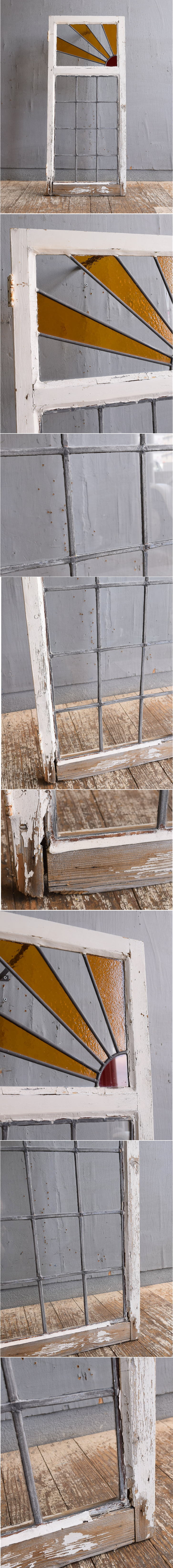 イギリス アンティーク ステンドグラス 幾何学 12549