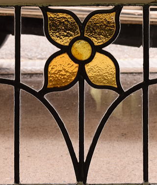 イギリス アンティーク ステンドグラス 幾何学 12820