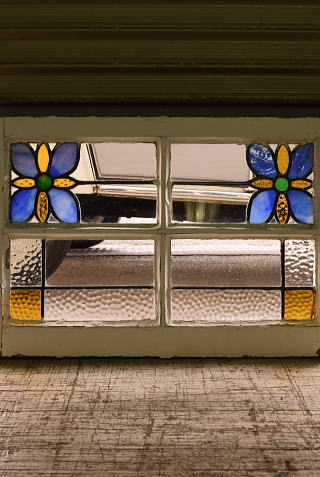 イギリス アンティーク ステンドグラス 幾何学 12821