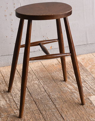 イギリス アンティーク家具 木製　ハイスツール　 椅子 12830