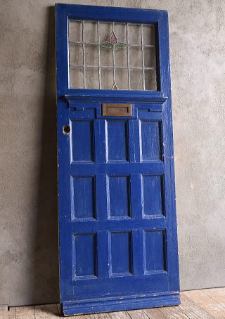 イギリス アンティーク ステンドグラス入り木製ドア 扉 建具 12900