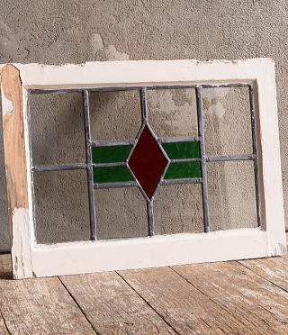 イギリス アンティーク ステンドグラス 窓 幾何学 12958