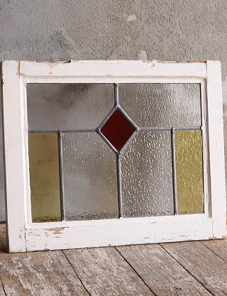 イギリス アンティーク ステンドグラス 窓 幾何学 12970