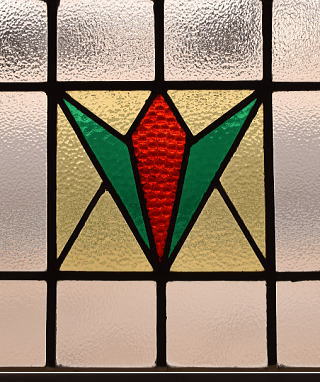 イギリス アンティーク ステンドグラス 窓 幾何学 12974