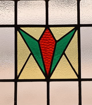 イギリス アンティーク ステンドグラス 窓 幾何学 12975