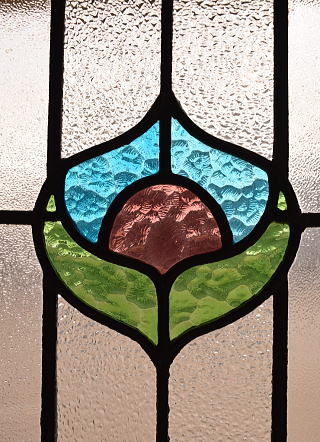 イギリス アンティーク ステンドグラス 窓 幾何学 12984