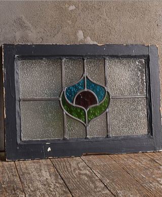 イギリス アンティーク ステンドグラス 窓 幾何学 12986