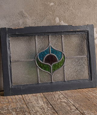 イギリス アンティーク ステンドグラス 窓 幾何学 12987