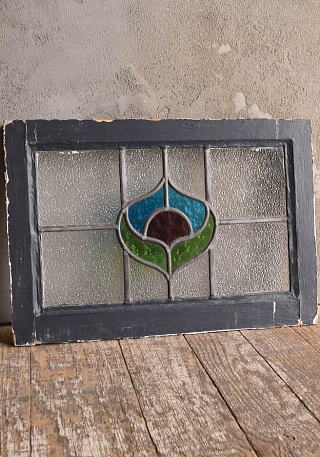 イギリス アンティーク ステンドグラス 窓 幾何学 12988