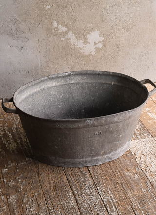 フレンチ アンティーク ブリキ ウォッシングタブ ディスプレイ ガーデニング 13057