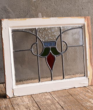 イギリス アンティーク ステンドグラス 窓 幾何学 13164