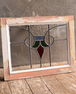 イギリス アンティーク ステンドグラス 窓 幾何学 13165