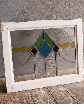 イギリス アンティーク ステンドグラス 窓 幾何学 13167