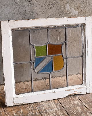 イギリス アンティーク ステンドグラス 窓 幾何学 13168