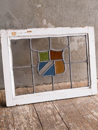 イギリス アンティーク ステンドグラス 窓 幾何学 13169