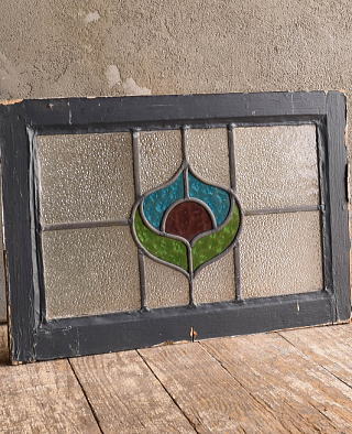 イギリス アンティーク ステンドグラス 窓 幾何学 13170