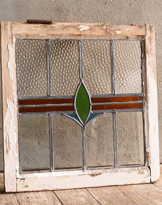 イギリス アンティーク ステンドグラス 窓 幾何学 13171