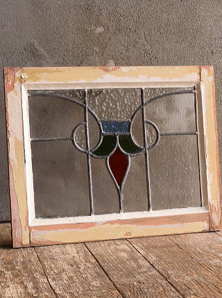 イギリス アンティーク ステンドグラス 窓 幾何学 13174