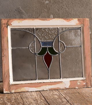 イギリス アンティーク ステンドグラス 窓 幾何学 13175