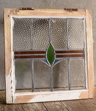 イギリス アンティーク ステンドグラス 窓 幾何学 13184