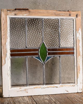 イギリス アンティーク ステンドグラス 窓 幾何学 13185