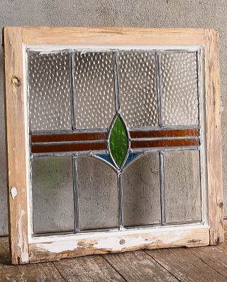 イギリス アンティーク ステンドグラス 窓 幾何学 13186