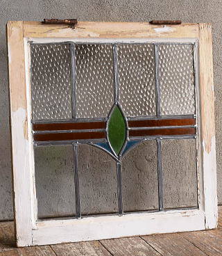 イギリス アンティーク ステンドグラス 窓 幾何学 13188