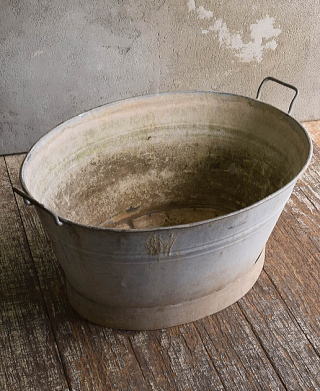 フレンチ アンティーク ブリキ ウォッシングタブ ディスプレイ ガーデニング 13189