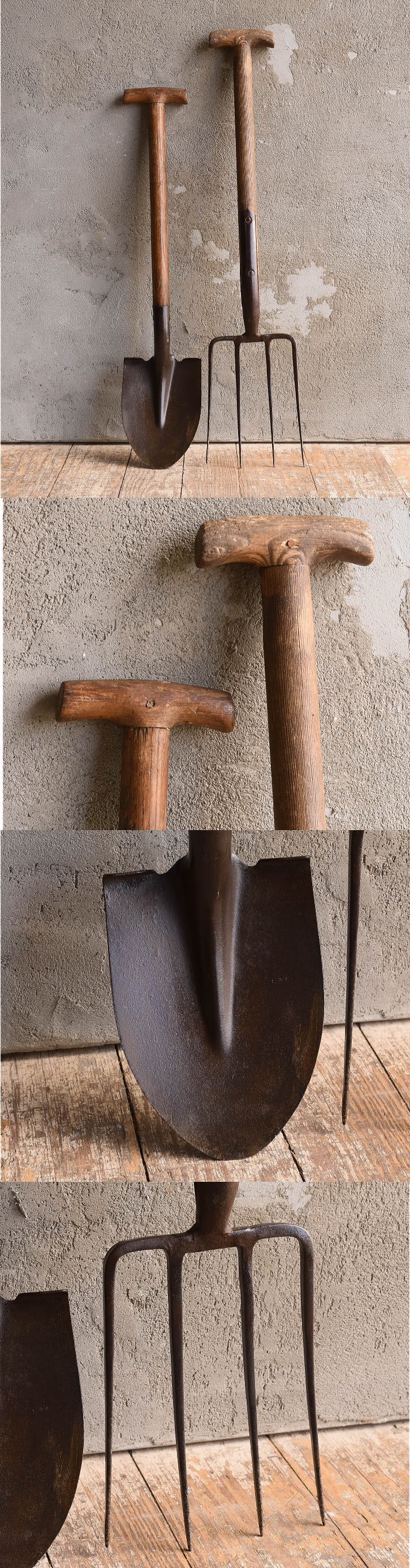 イギリスアンティーク ガーデンフォーク&スコップ 農機具 13195