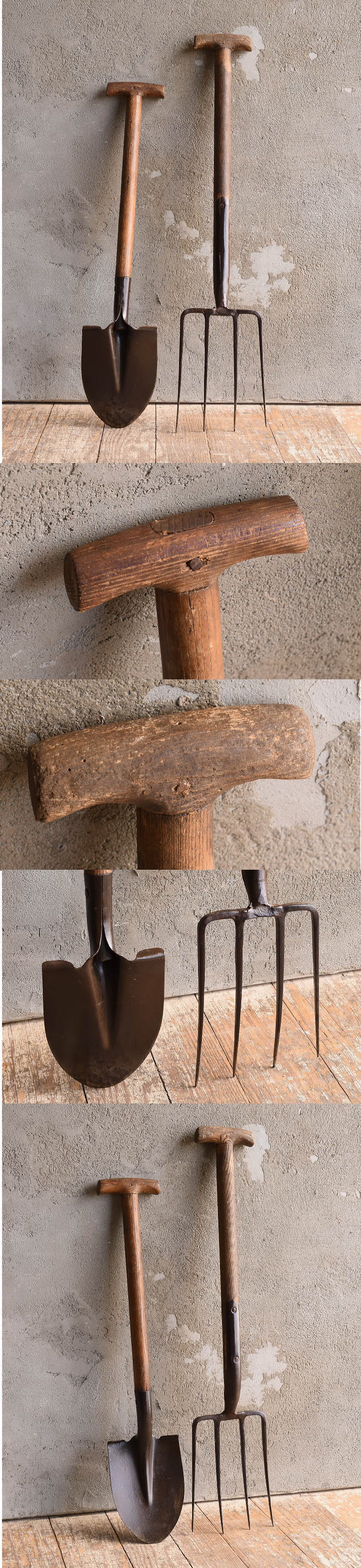 イギリスアンティーク ガーデンフォーク&スコップ 農機具 13195