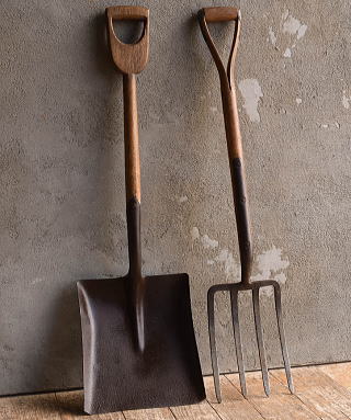 イギリスアンティーク ガーデンフォーク&スコップ 農機具 13198