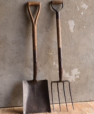 イギリスアンティーク ガーデンフォーク&スコップ 農機具 13200
