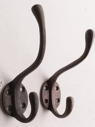 イギリス アンティーク　真鍮製コートフック×2　13309