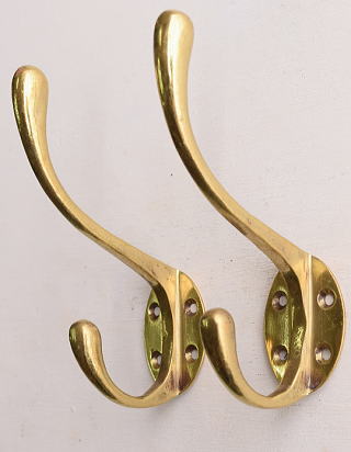 イギリス アンティーク　真鍮製コートフック×2　13311