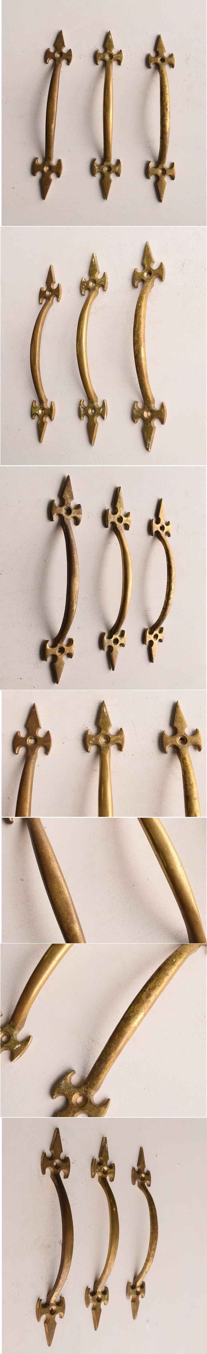 イギリス アンティーク 真鍮ハンドル×3　 建具金物 取っ手　13315