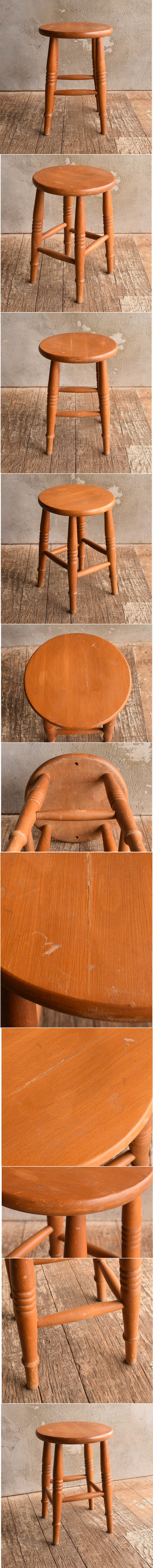 イギリス アンティーク家具 木製スツール 椅子 13373