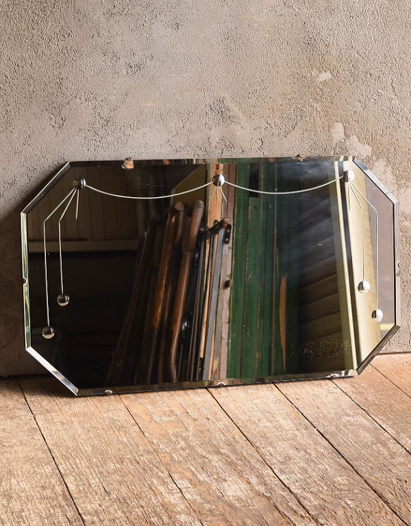 イギリス アンティーク　 壁掛けミラー 鏡　13609